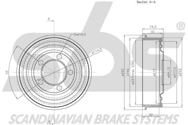 SBS 1825254801 Rear brake drum 1825254801: Buy near me in Poland at 2407.PL - Good price!