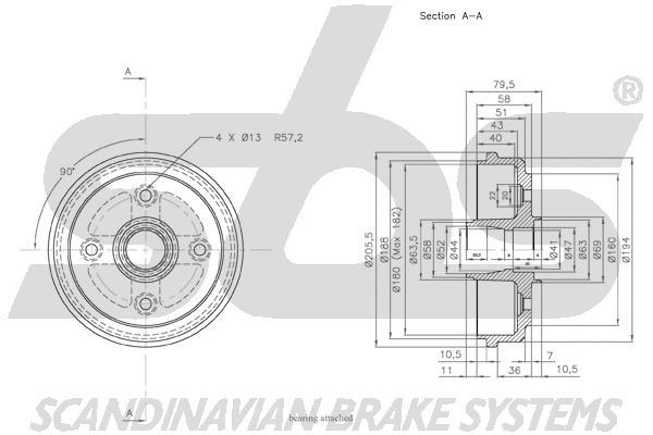 SBS 1825255004 Brake drum with wheel bearing, assy 1825255004: Buy near me in Poland at 2407.PL - Good price!