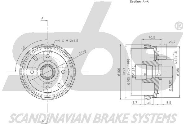 SBS 1825255102 Brake drum 1825255102: Buy near me at 2407.PL in Poland at an Affordable price!