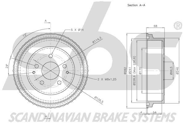 SBS 1825255105 Rear brake drum 1825255105: Buy near me in Poland at 2407.PL - Good price!