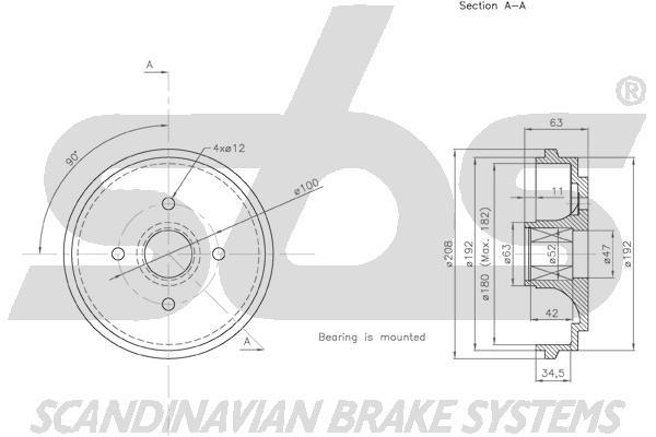 SBS 1825255210 Brake drum with wheel bearing, assy 1825255210: Buy near me in Poland at 2407.PL - Good price!