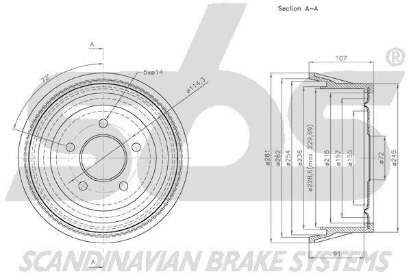 SBS 1825259301 Rear brake drum 1825259301: Buy near me in Poland at 2407.PL - Good price!