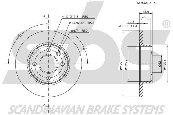 SBS 1815314305 Unventilated front brake disc 1815314305: Buy near me in Poland at 2407.PL - Good price!