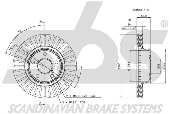 SBS 1815314403 Front brake disc ventilated 1815314403: Buy near me at 2407.PL in Poland at an Affordable price!