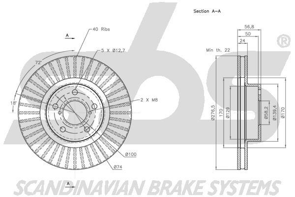 SBS 1815314406 Front brake disc ventilated 1815314406: Buy near me in Poland at 2407.PL - Good price!