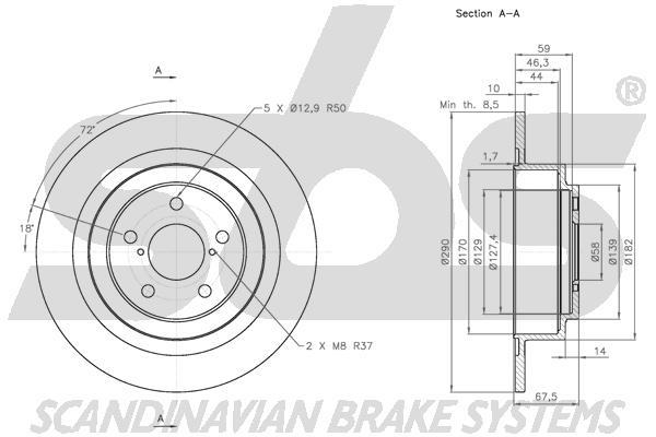 SBS 1815314415 Bremsscheibe hinten, unbelüftet 1815314415: Kaufen Sie zu einem guten Preis in Polen bei 2407.PL!