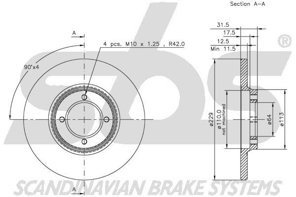 SBS 1815209909 Unventilated front brake disc 1815209909: Buy near me in Poland at 2407.PL - Good price!