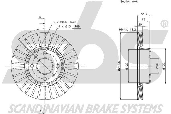 SBS 1815209927 Front brake disc ventilated 1815209927: Buy near me at 2407.PL in Poland at an Affordable price!