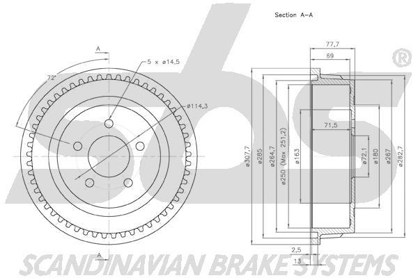 SBS 1825259302 Rear brake drum 1825259302: Buy near me in Poland at 2407.PL - Good price!