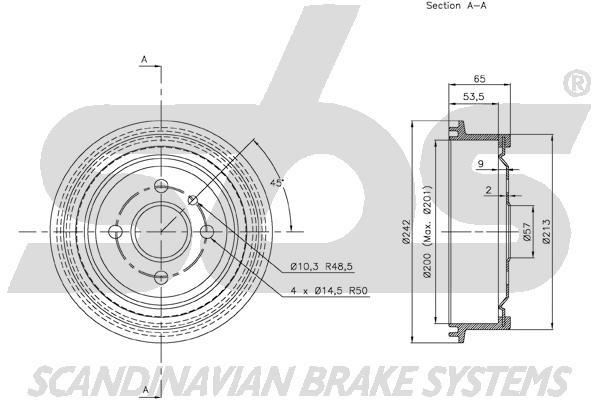 SBS 1825259905 Rear brake drum 1825259905: Buy near me in Poland at 2407.PL - Good price!