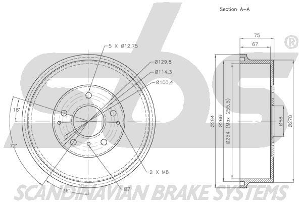 SBS 1825262201 Rear brake drum 1825262201: Buy near me in Poland at 2407.PL - Good price!