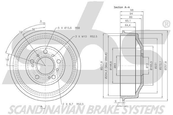SBS 1825269906 Rear brake drum 1825269906: Buy near me in Poland at 2407.PL - Good price!