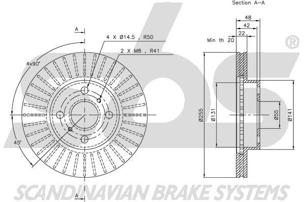 SBS 1815314543 Front brake disc ventilated 1815314543: Buy near me in Poland at 2407.PL - Good price!