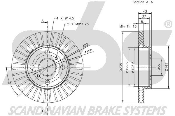SBS 1815314565 Front brake disc ventilated 1815314565: Buy near me in Poland at 2407.PL - Good price!