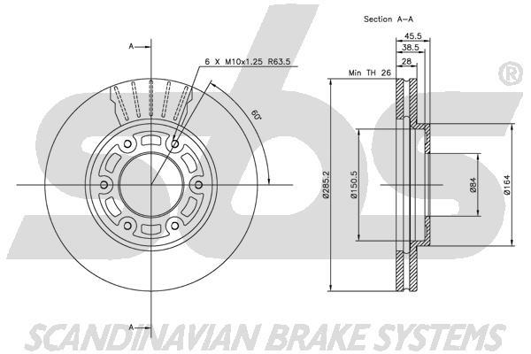 SBS 1815314567 Front brake disc ventilated 1815314567: Buy near me in Poland at 2407.PL - Good price!
