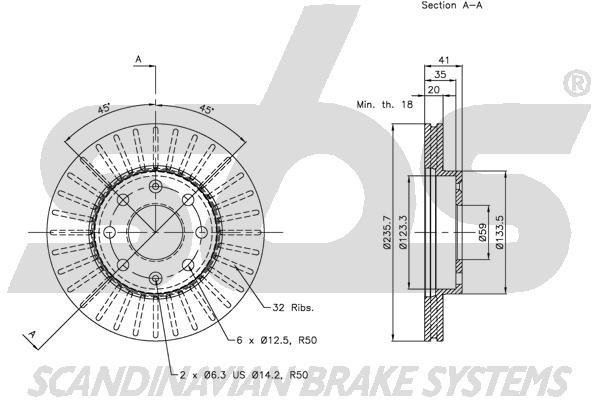 SBS 1815315008 Front brake disc ventilated 1815315008: Buy near me in Poland at 2407.PL - Good price!