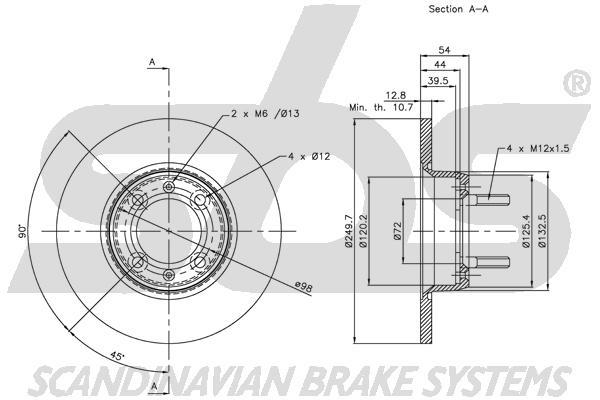 SBS 1815201008 Unventilated front brake disc 1815201008: Buy near me in Poland at 2407.PL - Good price!