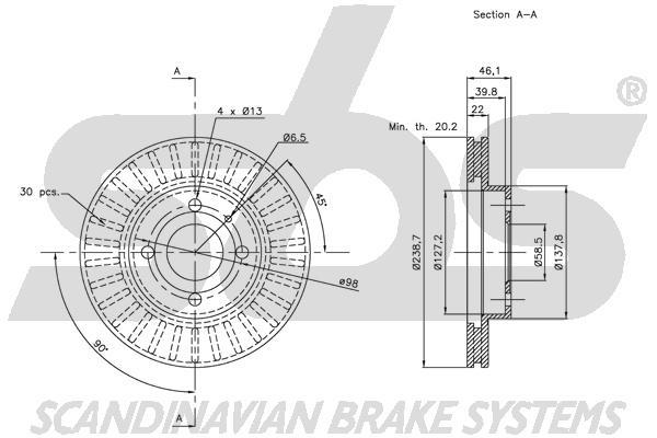SBS 1815201011 Front brake disc ventilated 1815201011: Buy near me in Poland at 2407.PL - Good price!