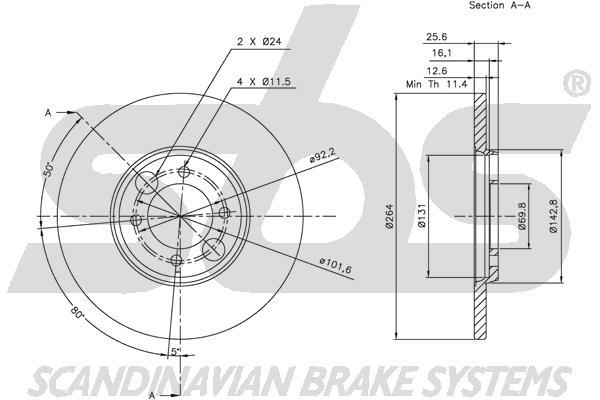 SBS 1815201216 Rear brake disc, non-ventilated 1815201216: Buy near me in Poland at 2407.PL - Good price!