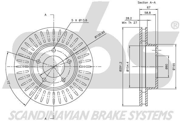 SBS 1815201220 Front brake disc ventilated 1815201220: Buy near me in Poland at 2407.PL - Good price!