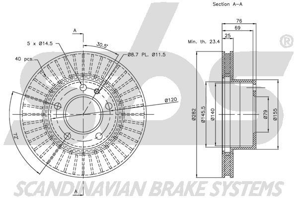 SBS 1815201515 Front brake disc ventilated 1815201515: Buy near me in Poland at 2407.PL - Good price!