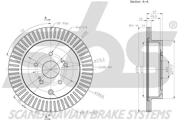 SBS 1815315221 Rear ventilated brake disc 1815315221: Buy near me in Poland at 2407.PL - Good price!