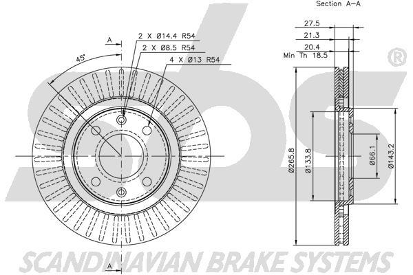 SBS 1815319915 Front brake disc ventilated 1815319915: Buy near me in Poland at 2407.PL - Good price!