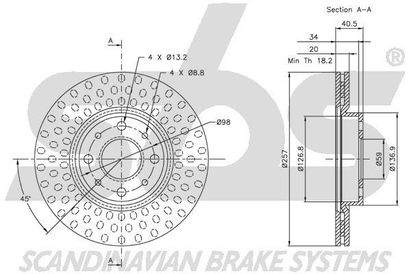 SBS 1815319921 Front brake disc ventilated 1815319921: Buy near me in Poland at 2407.PL - Good price!