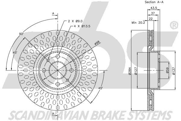 SBS 1815319923 Front brake disc ventilated 1815319923: Buy near me in Poland at 2407.PL - Good price!
