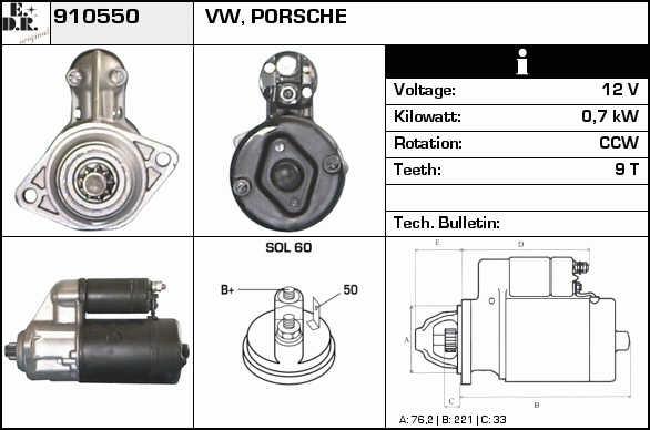EDR 910550 Starter 910550: Buy near me at 2407.PL in Poland at an Affordable price!