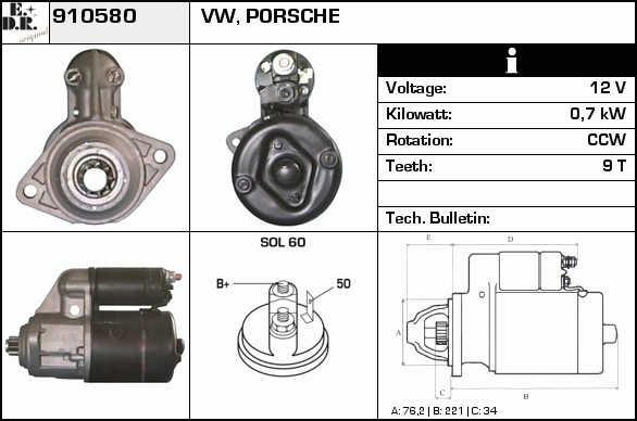 EDR 910580 Starter 910580: Buy near me at 2407.PL in Poland at an Affordable price!