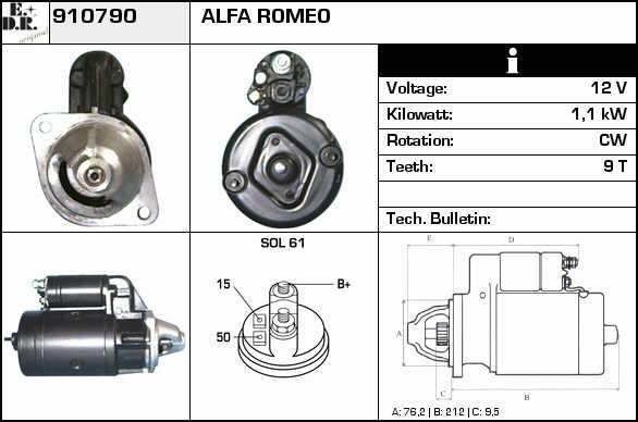 EDR 910790 Starter 910790: Buy near me in Poland at 2407.PL - Good price!