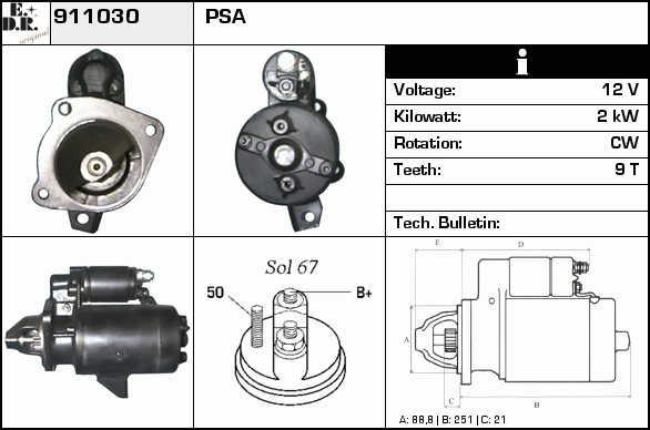 EDR 911030 Starter 911030: Buy near me in Poland at 2407.PL - Good price!