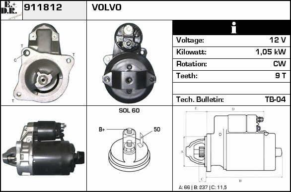 EDR 911812 Anlasser 911812: Kaufen Sie zu einem guten Preis in Polen bei 2407.PL!