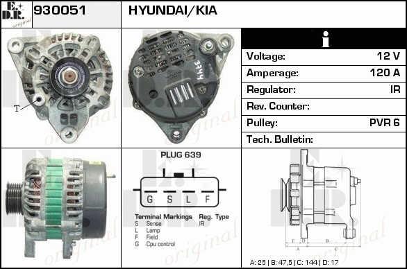 EDR 930051 Alternator 930051: Buy near me at 2407.PL in Poland at an Affordable price!