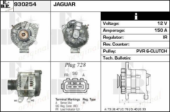 EDR 930254 Alternator 930254: Buy near me at 2407.PL in Poland at an Affordable price!