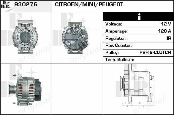 EDR 930276 Alternator 930276: Buy near me in Poland at 2407.PL - Good price!