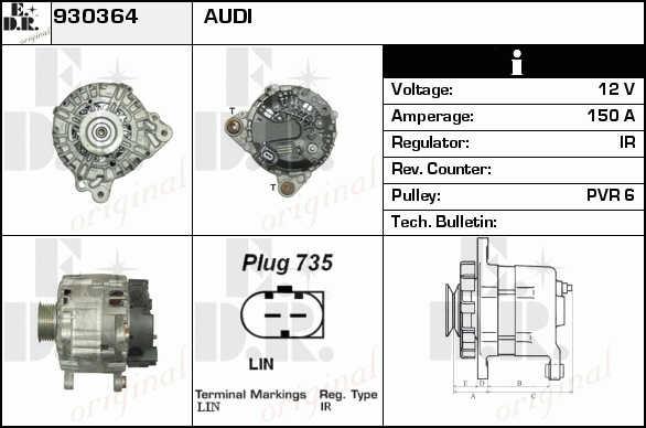 EDR 930364 Alternator 930364: Buy near me in Poland at 2407.PL - Good price!