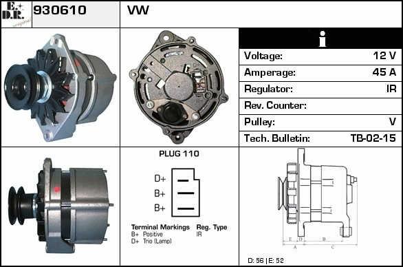 EDR 930610 Alternator 930610: Buy near me in Poland at 2407.PL - Good price!