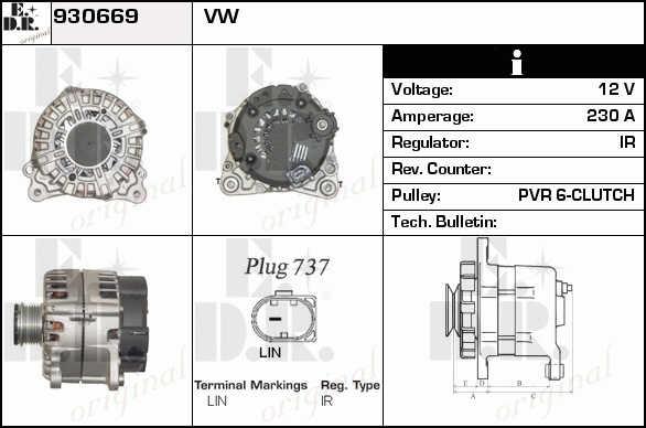 EDR 930669 Alternator 930669: Buy near me at 2407.PL in Poland at an Affordable price!