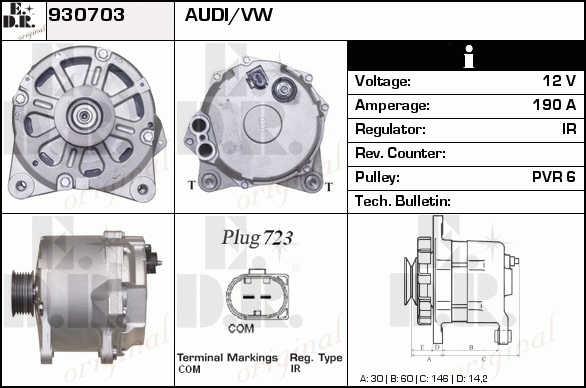 EDR 930703 Alternator 930703: Buy near me in Poland at 2407.PL - Good price!