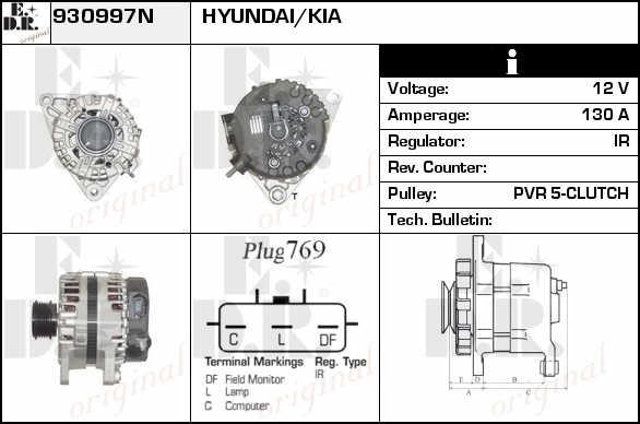 EDR 930997N Alternator 930997N: Buy near me in Poland at 2407.PL - Good price!