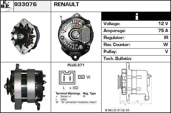 EDR 933076 Alternator 933076: Dobra cena w Polsce na 2407.PL - Kup Teraz!