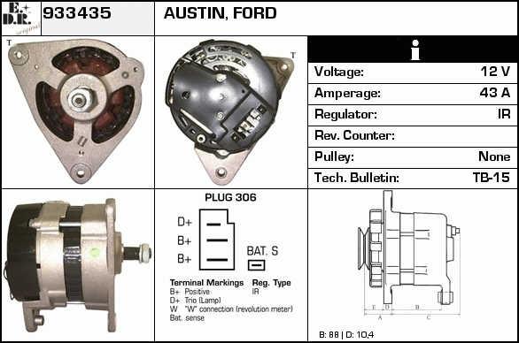 EDR 933435 Alternator 933435: Buy near me in Poland at 2407.PL - Good price!