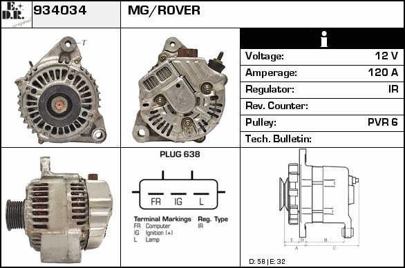 EDR 934034 Alternator 934034: Buy near me in Poland at 2407.PL - Good price!