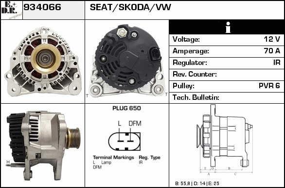 EDR 934066 Alternator 934066: Buy near me in Poland at 2407.PL - Good price!