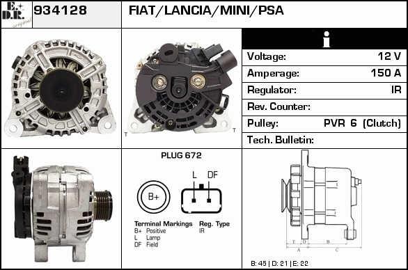 EDR 934128 Alternator 934128: Buy near me at 2407.PL in Poland at an Affordable price!