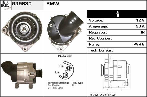 EDR 939630 Alternator 939630: Buy near me in Poland at 2407.PL - Good price!