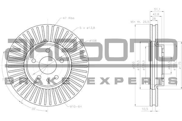 Akebono BN-1104 Brake disk BN1104: Buy near me in Poland at 2407.PL - Good price!