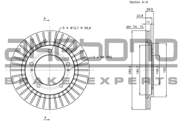 Akebono BN-1058 Front brake disc ventilated BN1058: Buy near me in Poland at 2407.PL - Good price!